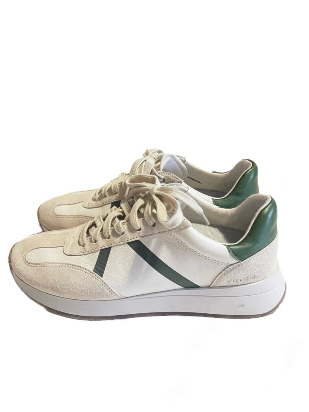 Vince White and Green Women's Retro Low-Top Sneakers